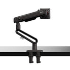 Black monitor arm on a white background