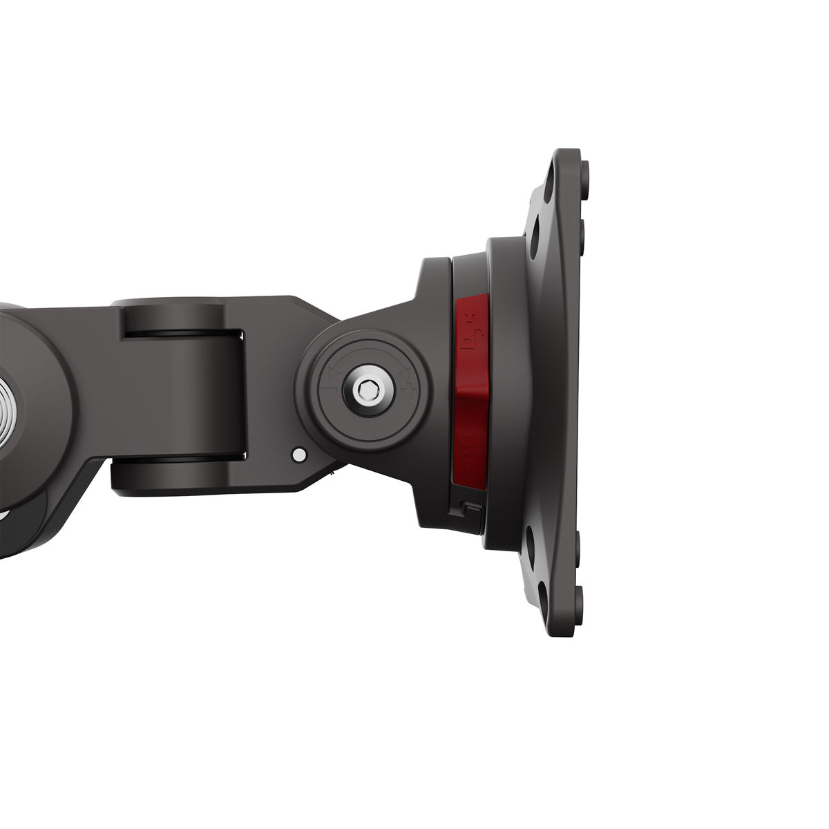 Black adjustable arm with red accent on a white background