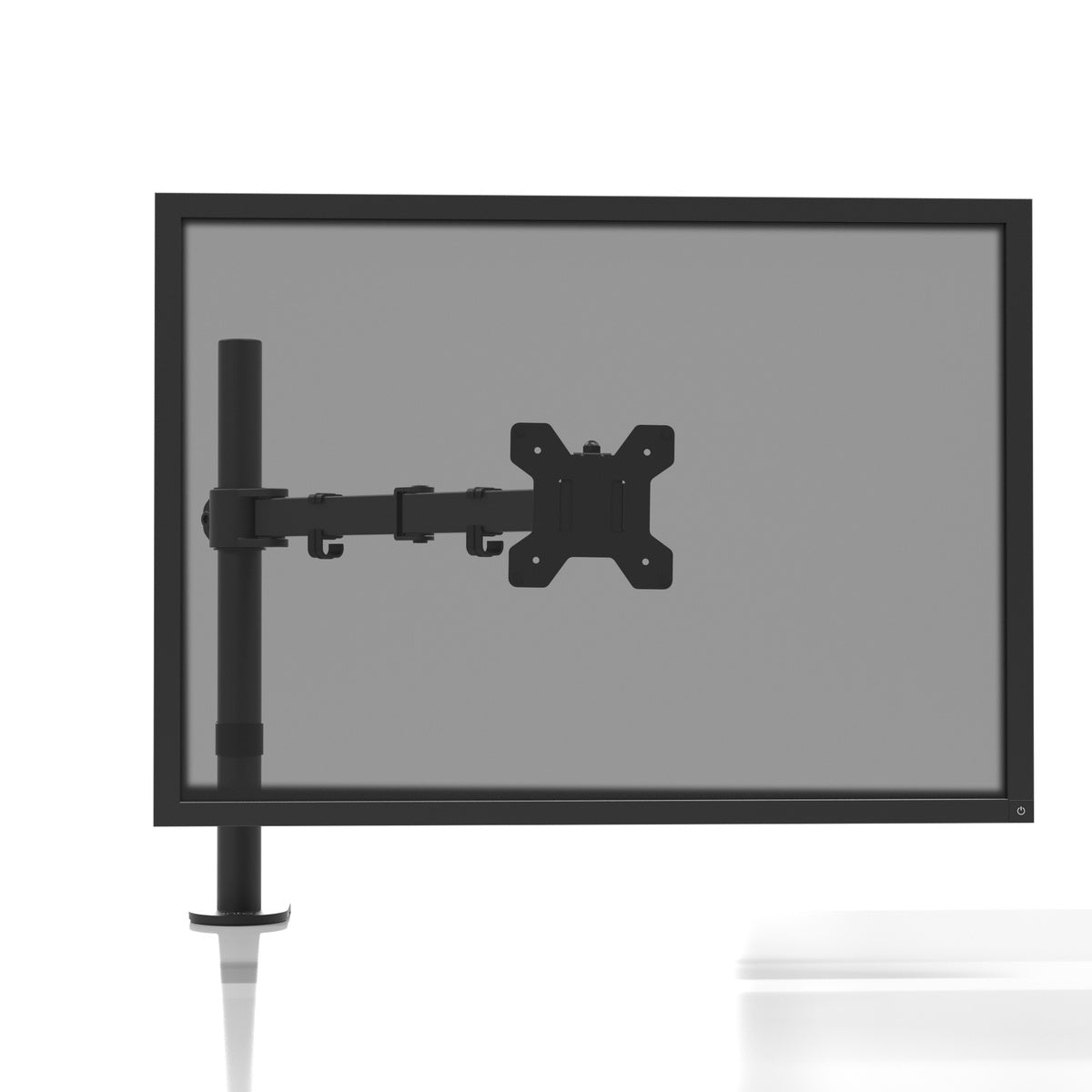 Black TV stand with a mount on a white background