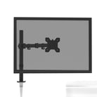 Black TV stand with a mount on a white background