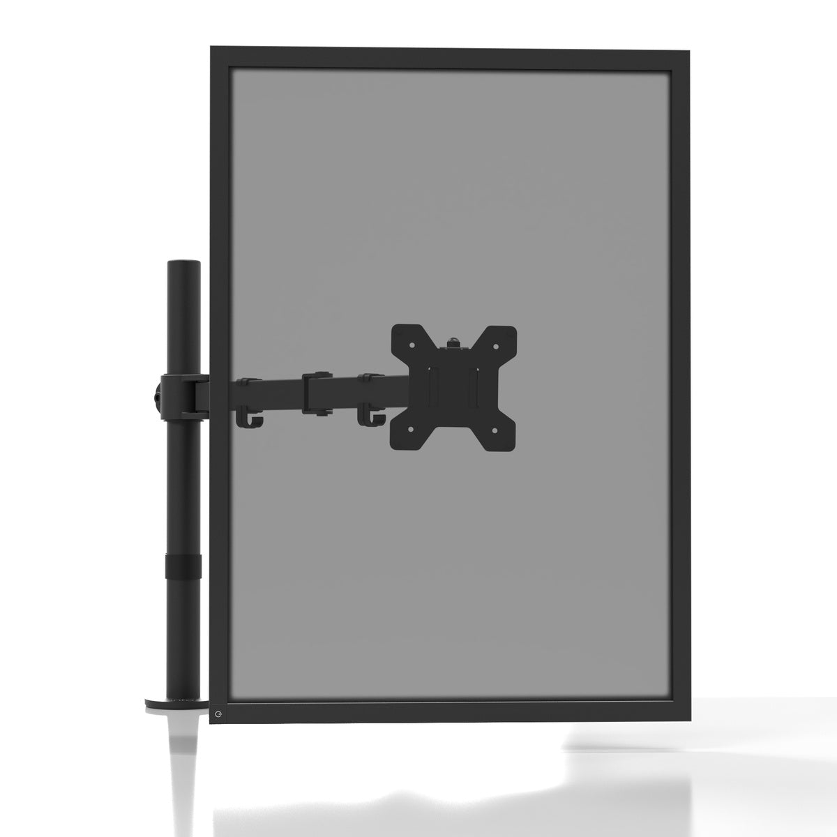 Black TV stand with a screen on a white background