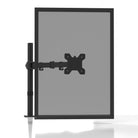 Black TV stand with a screen on a white background