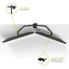 Computer monitor stand with swivel and tilt mechanisms on a white background