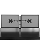 Black dual monitor stand with two screens on a white background