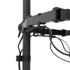 Black mechanical arm with joints and cables on a white background