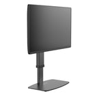 Black monitor stand with a screen on a white background