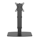 Black adjustable monitor stand on a white background