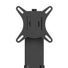 Black adjustable monitor stand on a white background