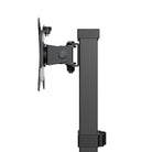 Black adjustable monitor stand on a white background