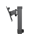 Black adjustable stand with mounting bracket on a white background
