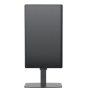 Black rectangular display screen on a stand against a white background