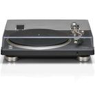 Denon DP-500BT Premium Belt-Drive Hi-Fi Turntable with Bluetooth - front and top view with closed dust cover