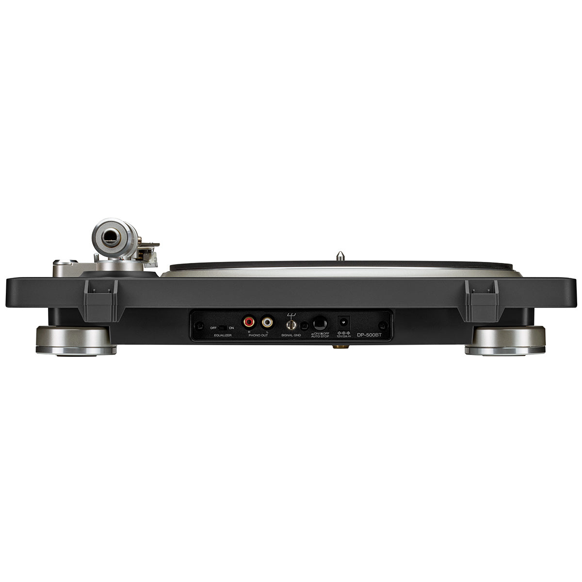 Denon DP-500BT Premium Belt-Drive Hi-Fi Turntable with Bluetooth - rear view without dust cover
