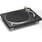 Denon DP-500BT Premium Belt-Drive Hi-Fi Turntable with Bluetooth - front and top view angled right without dust cover