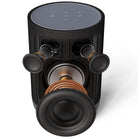 Denon Home 200 Stereo Wireless Smart Speaker - Black - front and top view of graphic showing internal speakers and their components