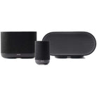 Denon Home Stereo Wireless Smart Speakers - Black - front view of each unit in series, from left to right the 400, 200 and 600