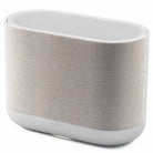 Denon Home 400 Stereo Wireless Smart Speaker - Silver - front and top view angled left