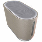 Denon Home 400 Stereo Wireless Smart Speaker - Silver - high angle top and side view angled left