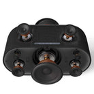 Denon Home 600 Stereo Wireless Smart Speaker - Black - front and top view of graphic showing internal speakers and their components