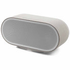 Denon Home 600 Stereo Wireless Smart Speaker - Silver - front and top view angled left