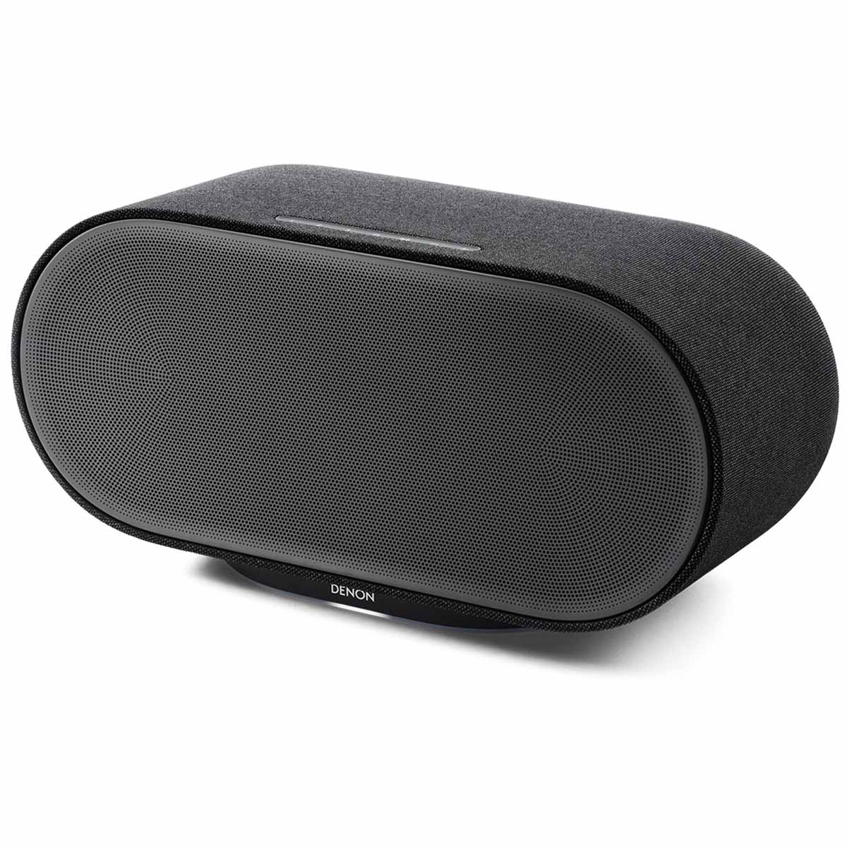 Denon Home 600 Stereo Wireless Smart Speaker - Black - front and top view angled left