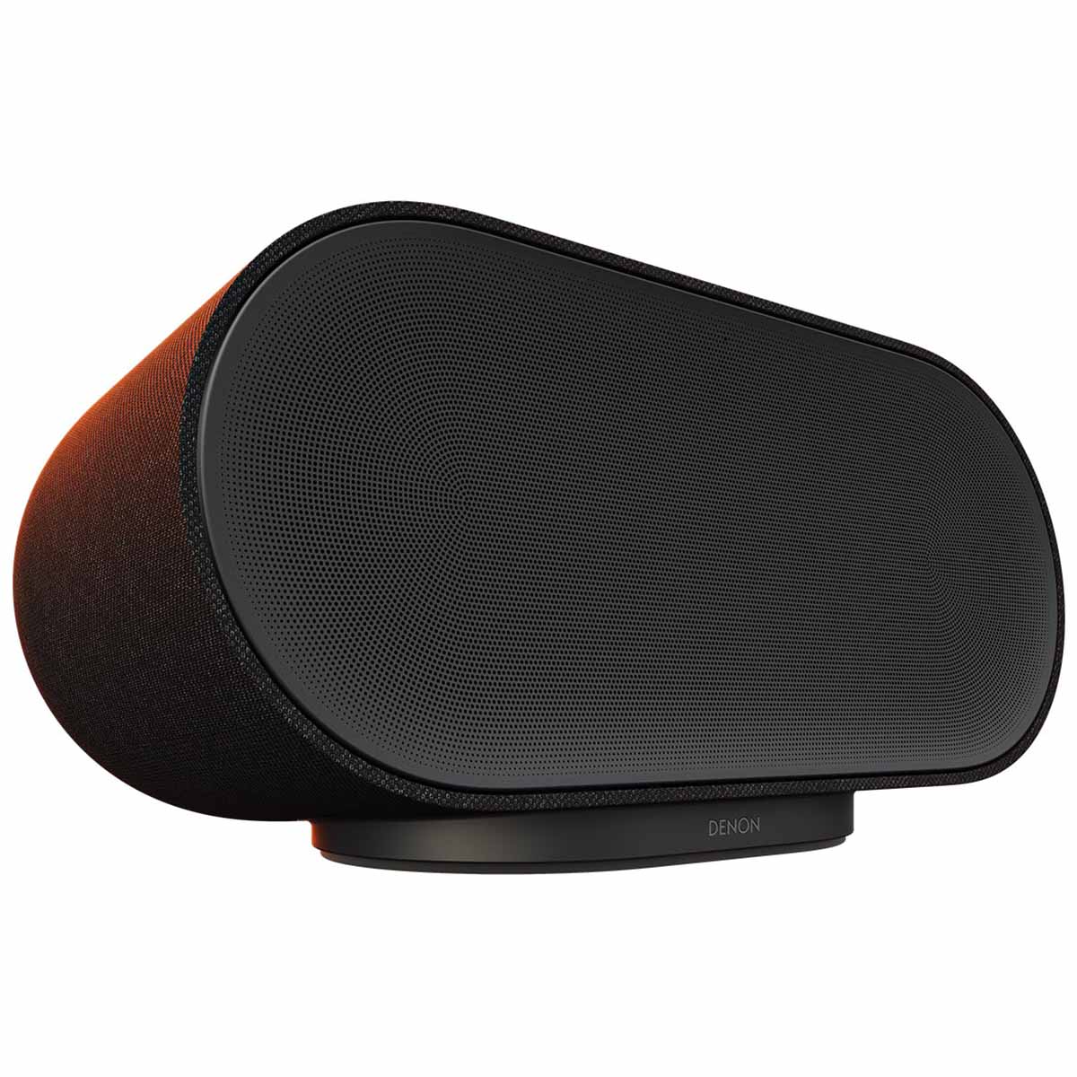 Denon Home 600 Stereo Wireless Smart Speaker - Black - low angle side view angled right