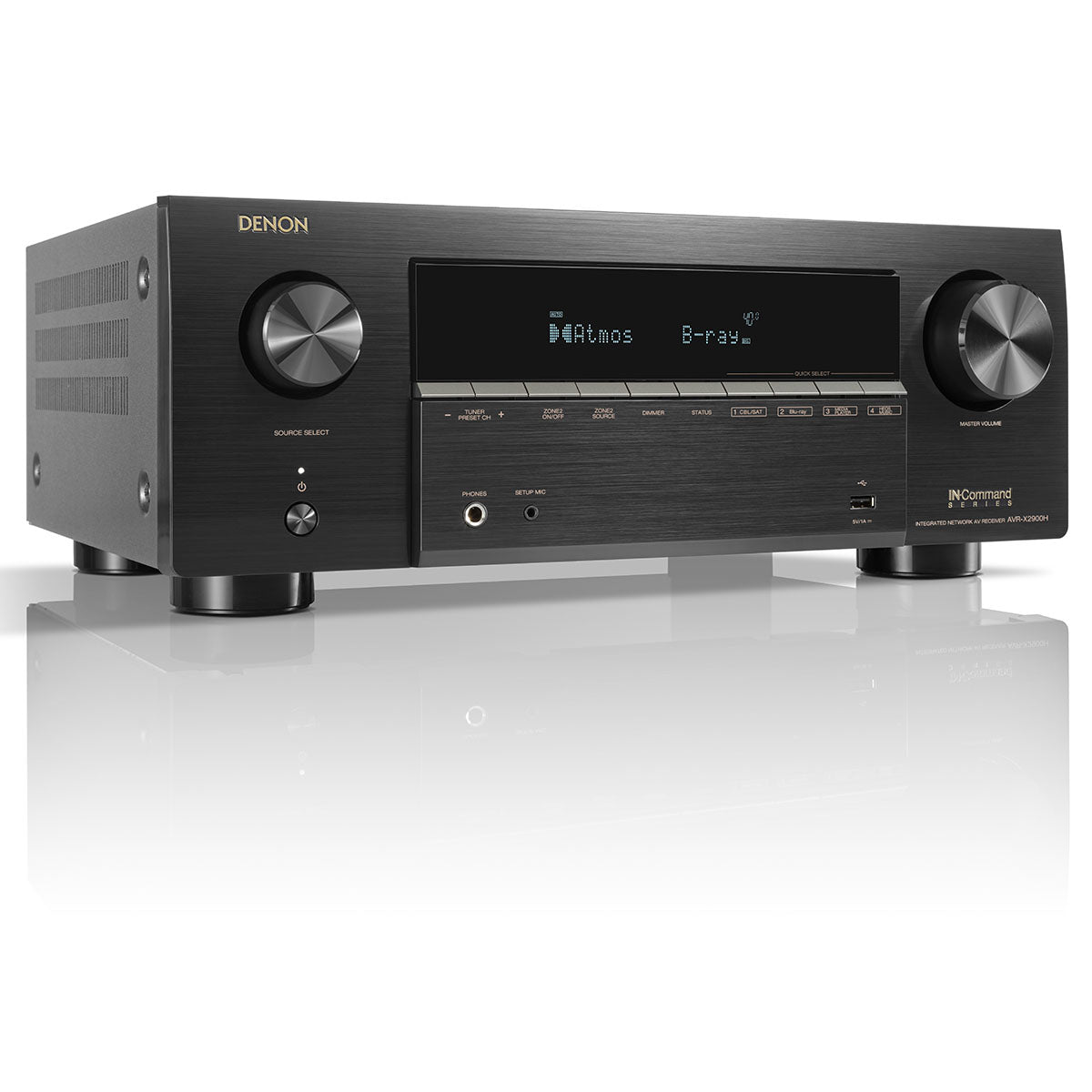 Denon AVR-X2900H 7.2-Channel AV Receiver front view angled right