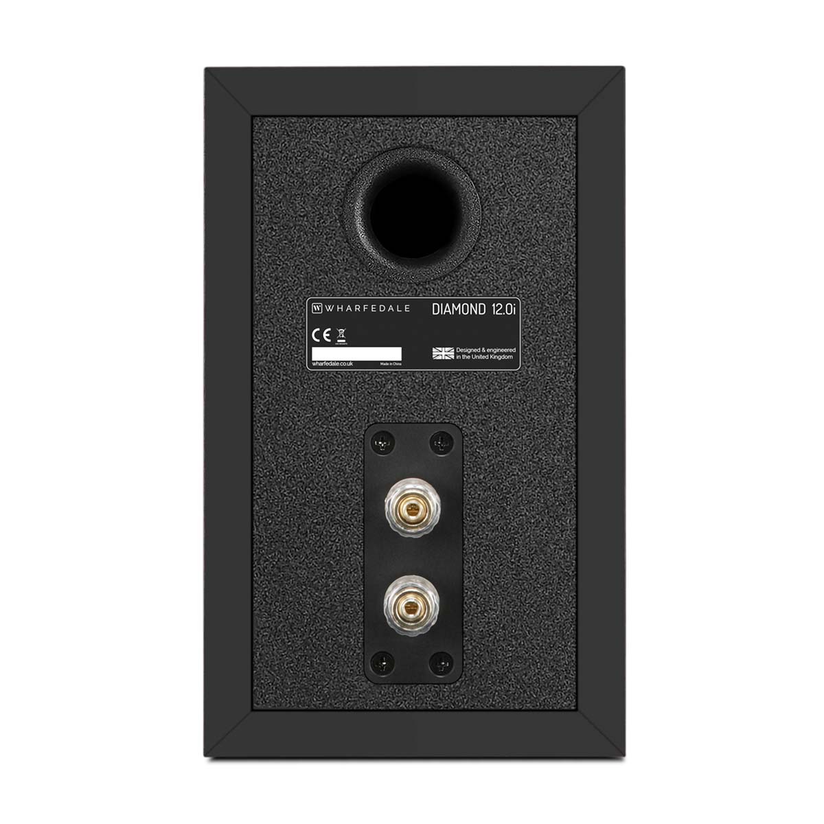 Wharfedale Diamond 12.0i 2-Way Bookshelf Speakers - single black speaker rear view