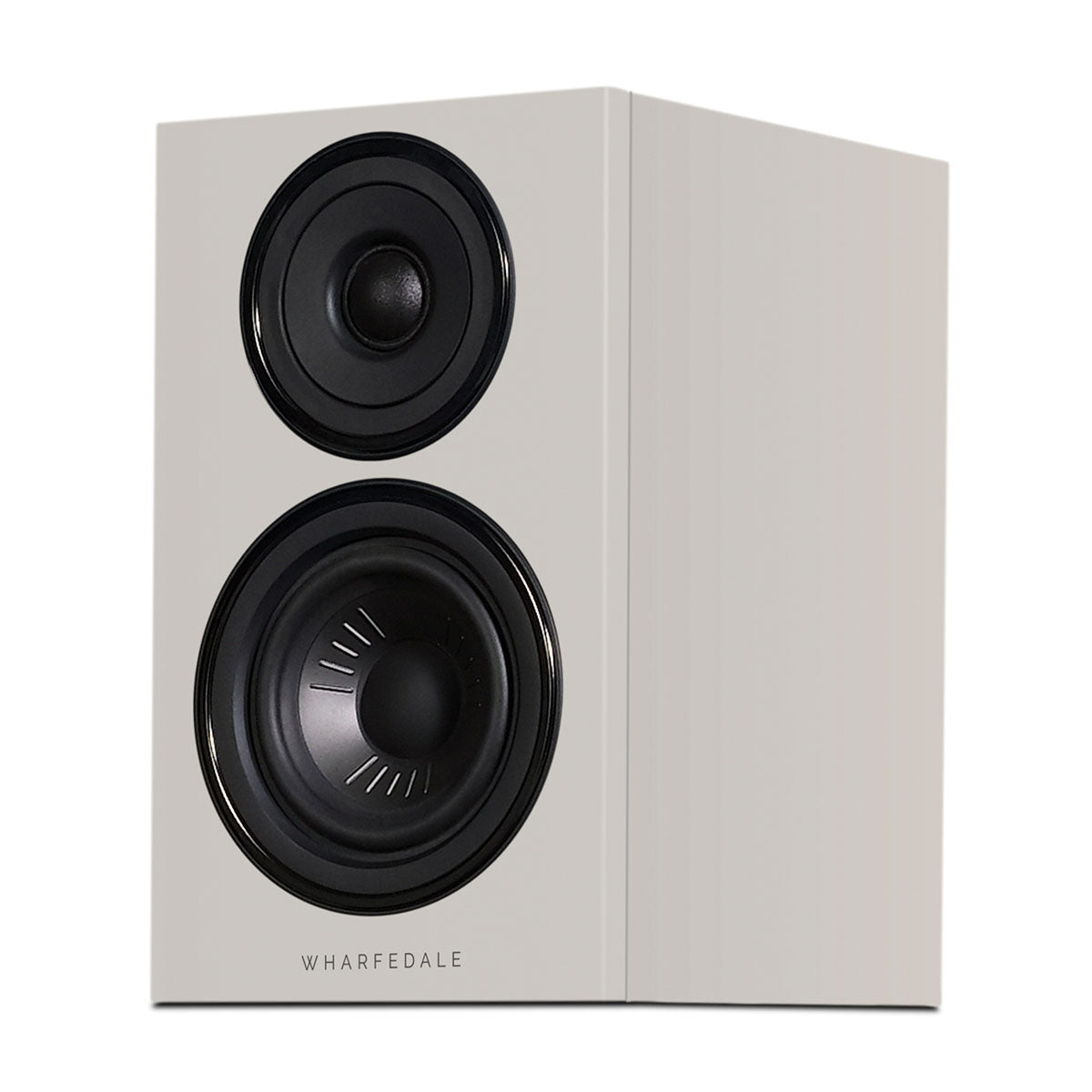 Wharfedale Diamond 12.0i 2-Way Bookshelf Speakers - single grey speaker front view angled left without grille