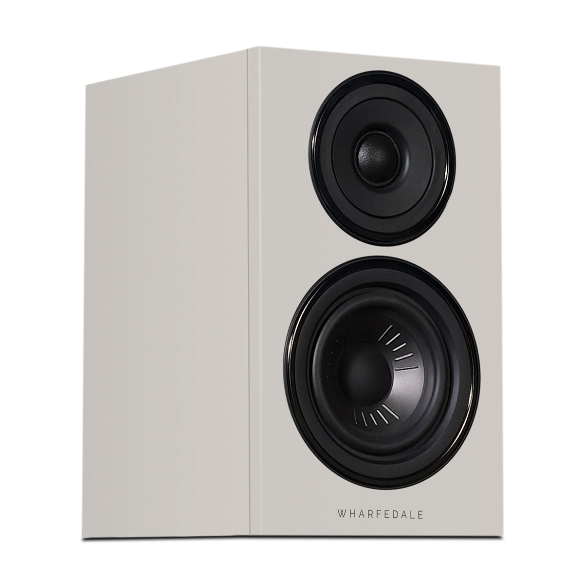 Wharfedale Diamond 12.0i 2-Way Bookshelf Speakers - single grey speaker front view angled right without grille