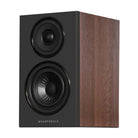 Wharfedale Diamond 12.0i 2-Way Bookshelf Speakers - single walnut speaker front view angled left without grille