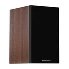Wharfedale Diamond 12.0i 2-Way Bookshelf Speakers - single walnut speaker front view angled right with grille