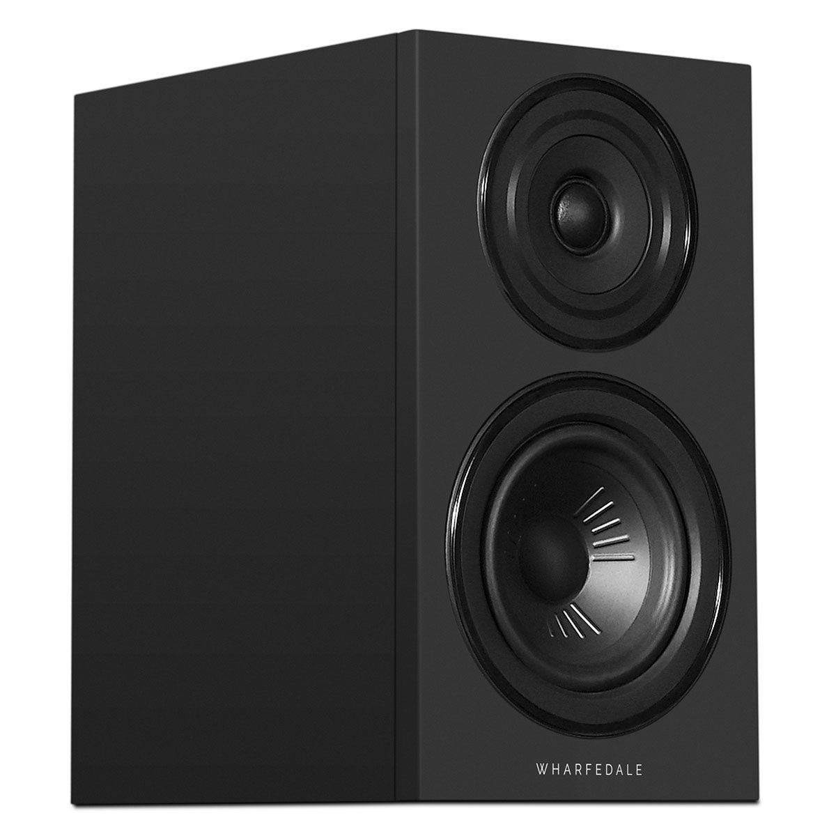 Wharfedale Diamond 12.1i 2-Way Bookshelf Speakers - single black speaker front view angled right without grille
