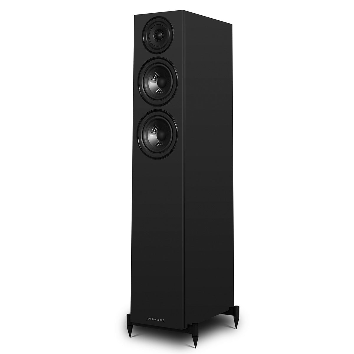 Wharfedale Diamond 12.3i 2.5-Way Floorstanding Speakers - single black speaker front view angled left without grille