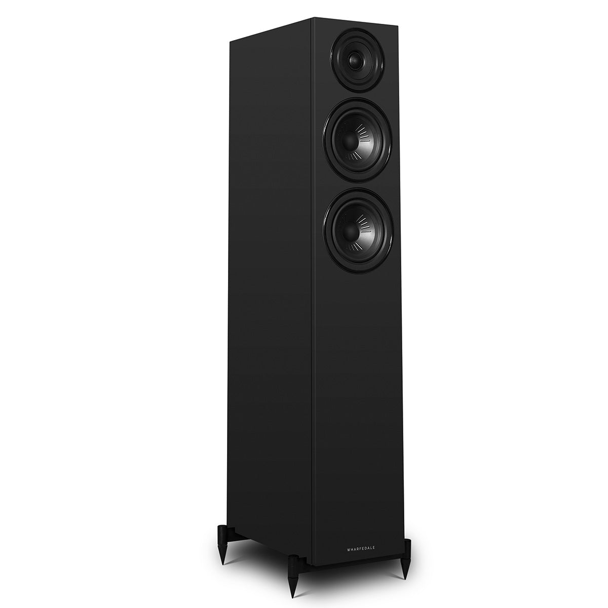 Wharfedale Diamond 12.3i 2.5-Way Floorstanding Speakers - single black speaker front view angled right without grille