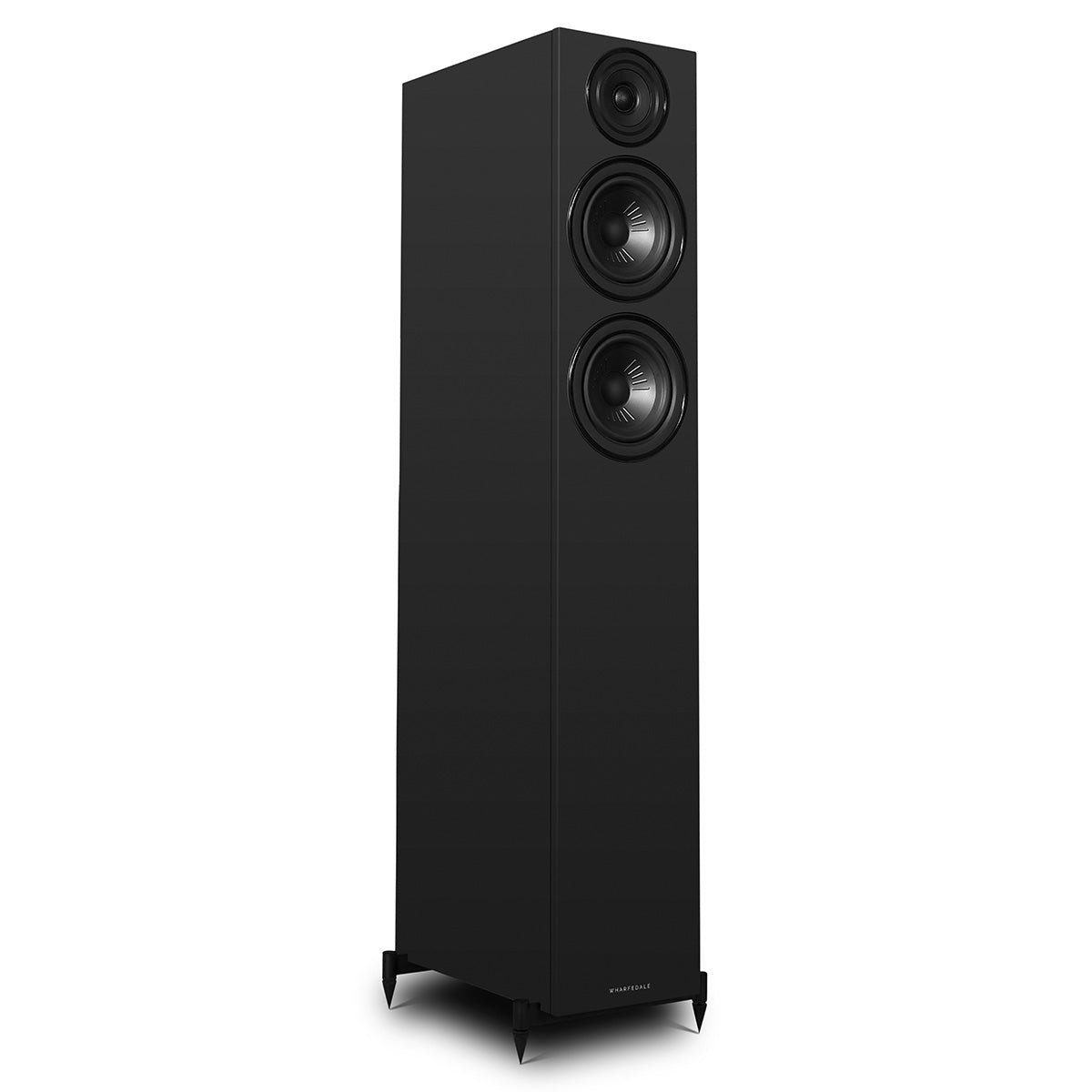 Wharfedale Diamond 12.4i 2.5-Way Floorstanding Speakers - single black speaker front view angled right without grille