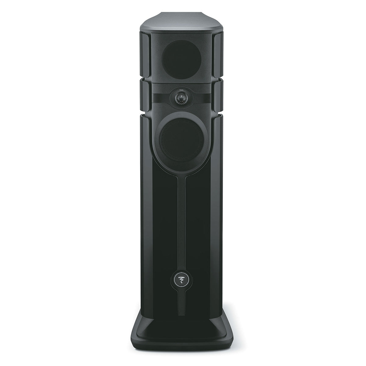 Focal Diva Alta Utopia 4-Way Active Wireless Loudspeaker - single Black High Gloss speaker with grilles - front view