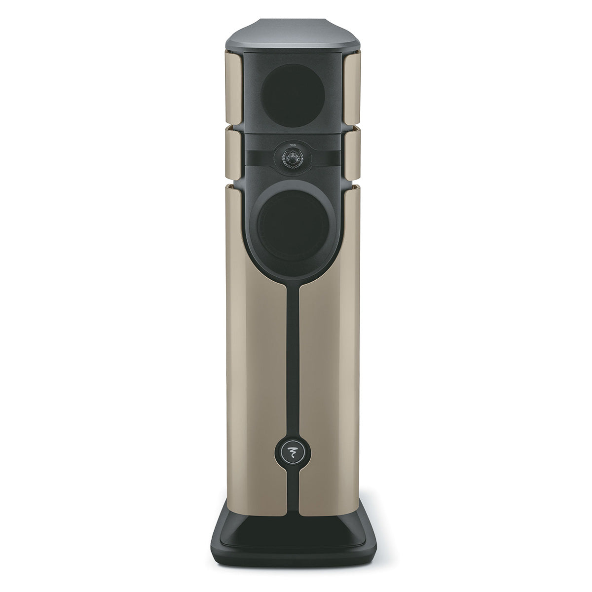 Focal Diva Alta Utopia 4-Way Active Wireless Loudspeaker - single Dune High Gloss speaker with grilles - front view