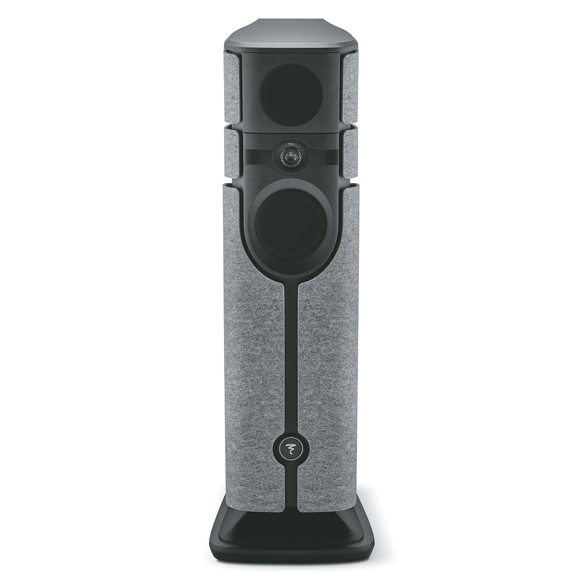 Focal Diva Alta Utopia 4-Way Active Wireless Loudspeaker - single Grey Felt speaker with grilles - front view