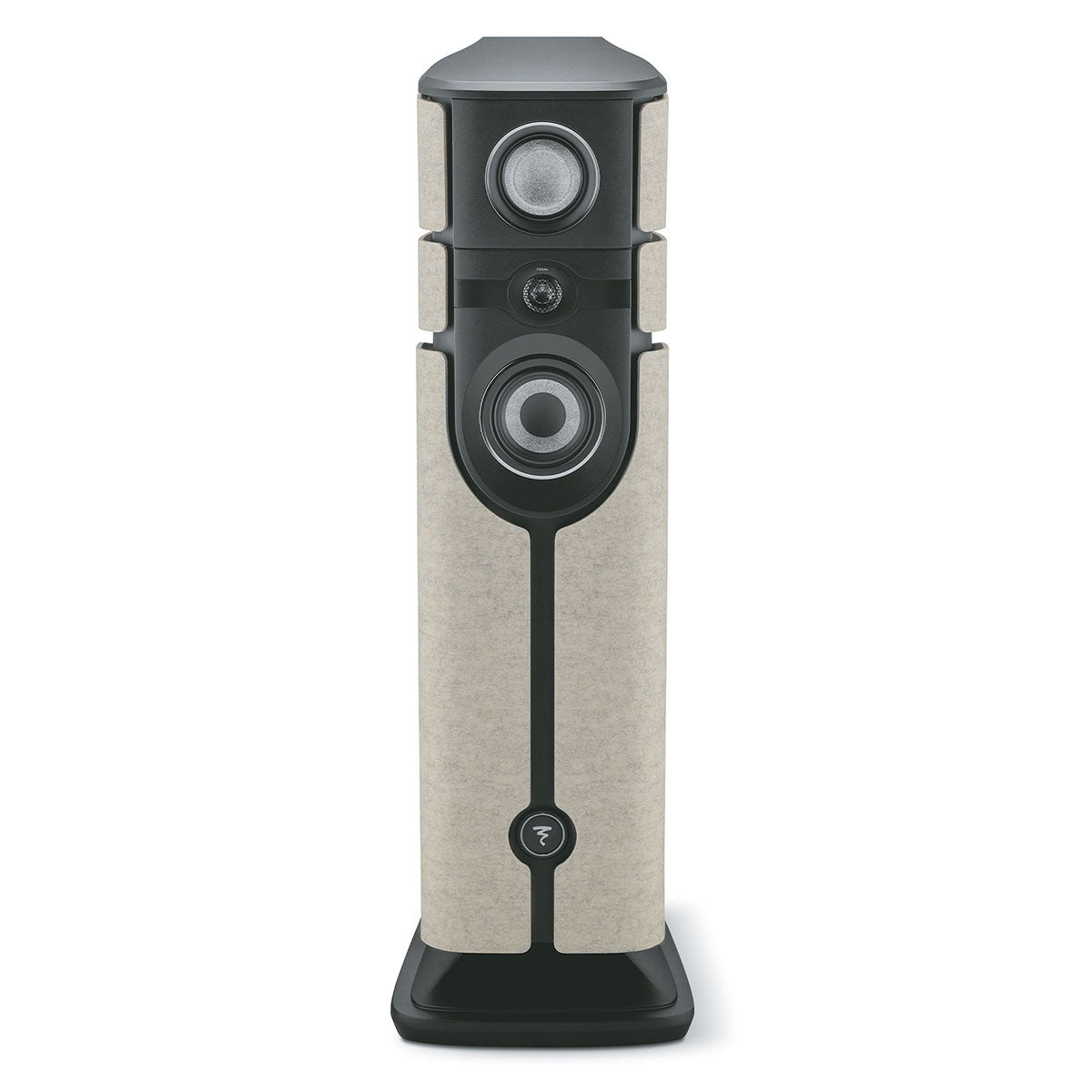 Focal Diva Alta Utopia 4-Way Active Wireless Loudspeaker - single Ivory Felt speaker without grilles - front view