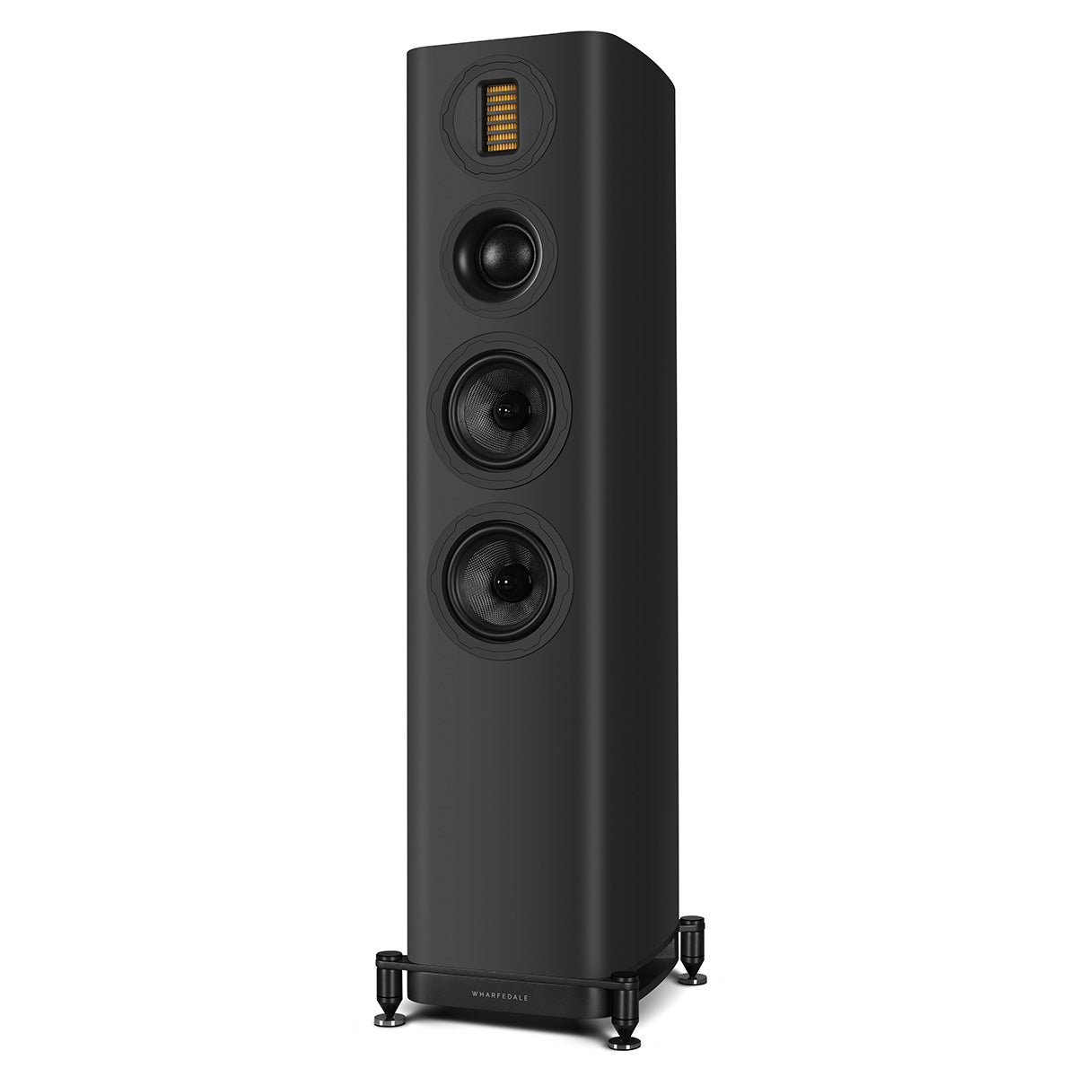 Wharfedale Evo 5.3 Dual 5-inch 3-way Floorstanding Speakers - Black - single speaker without grille angled left