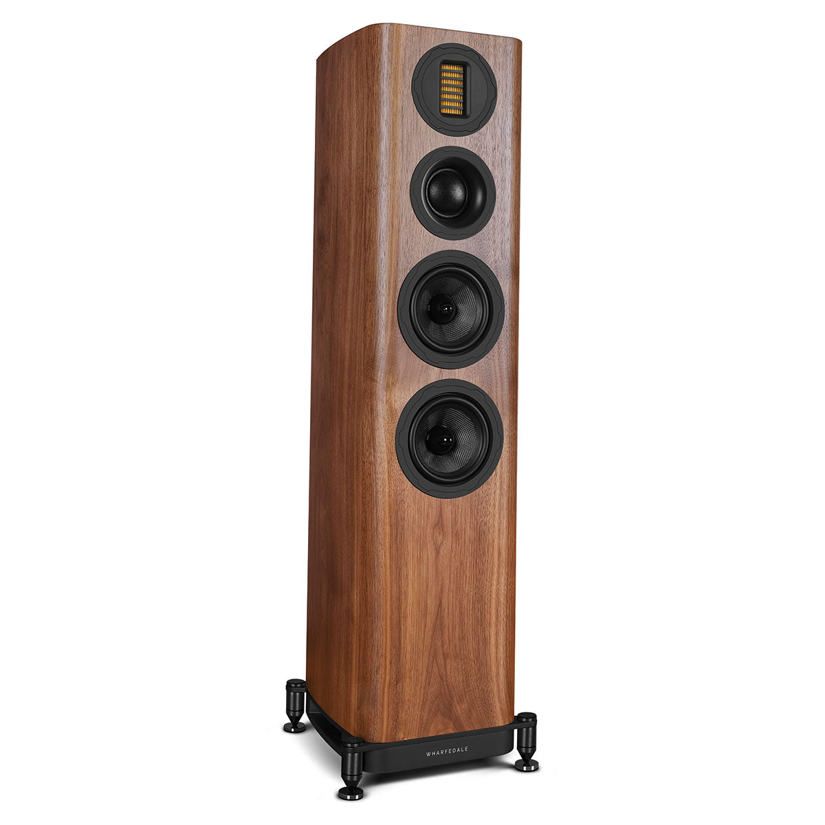 Wharfedale Evo 5.3 Dual 5-inch 3-way Floorstanding Speakers - Walnut - single speaker without grille angled right