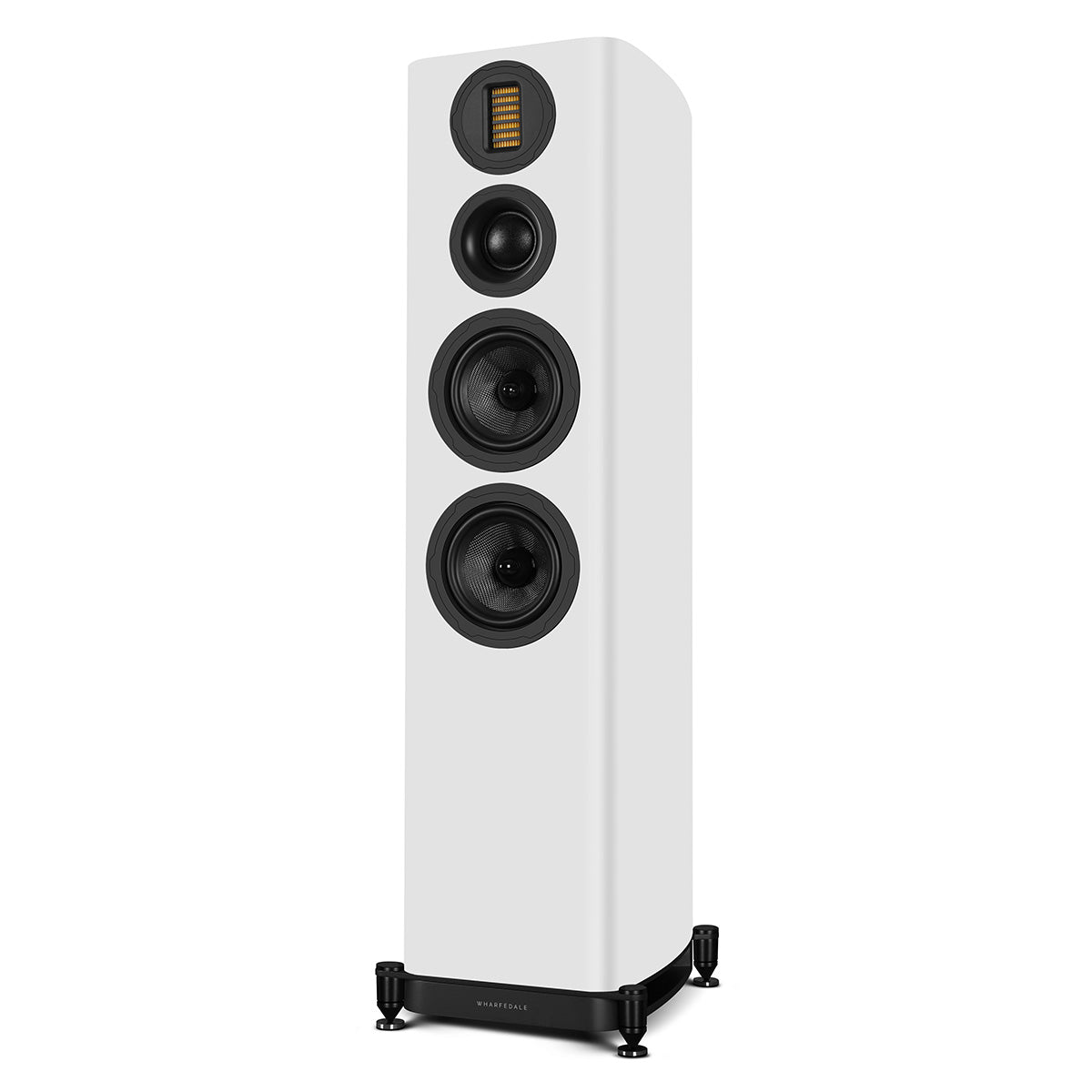 Wharfedale Evo 5.4 Dual 6-inch 3-way Floorstanding Speakers - White - single speaker without grille angled left