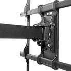 Close-up of a black TV wall mount bracket on a white background