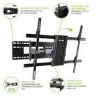 TV wall mount with features highlighted on a white background