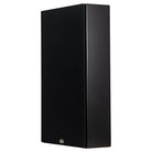 Lyngdorf FR-1 Speaker front view angled left black unit with black grille