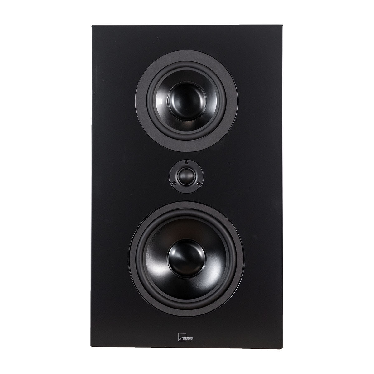 Lyngdorf FR-1 Speaker front view black unit without grille