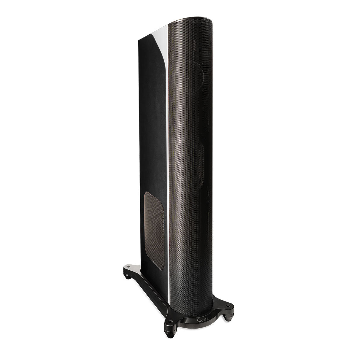GoldenEar T44 Hybrid Floorstanding Loudspeaker - Piano Black - single speaker angled right