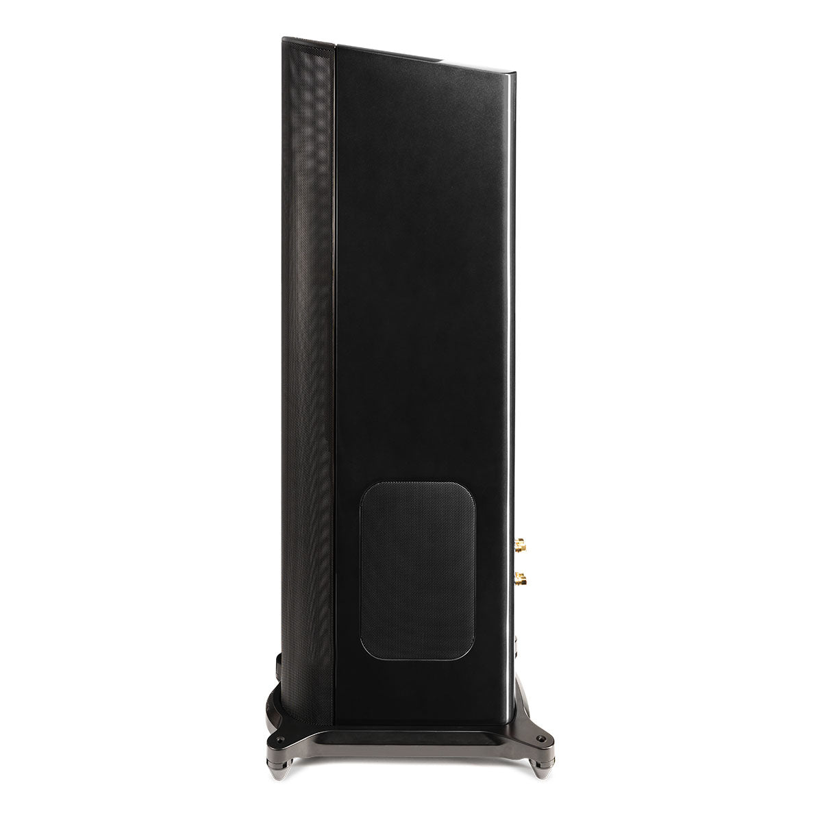 GoldenEar T44 Hybrid Floorstanding Loudspeaker - Piano Black - single speaker side view facing left