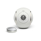 Devialet Phantom Ultimate 98 dB High-End Connected Speaker - Light Pearl - front view with remote to left